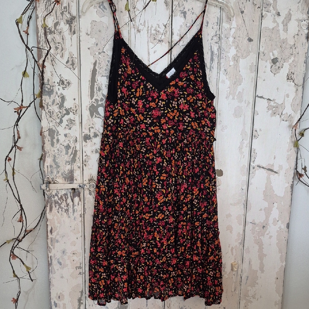 Patrons of Peace Black and Floral Lace Dress